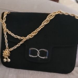 Elegant Black Purse with Gold Chain